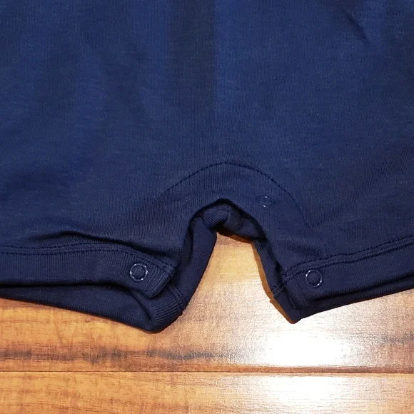 Gymboree NWT 0-3 months boys navy blue frog embroidered romper - Picture 3 of 5